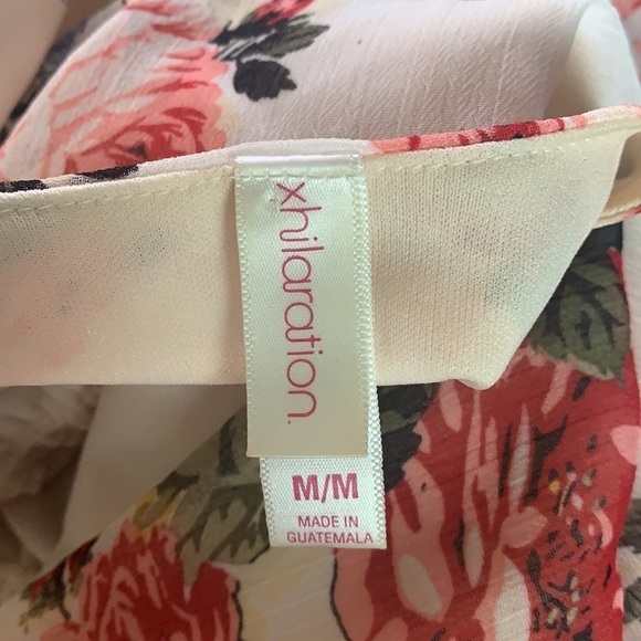 Xhilaration White/Pink Floral Tunic Button Front Collared Mini Dress Size M - Picture 10 of 15